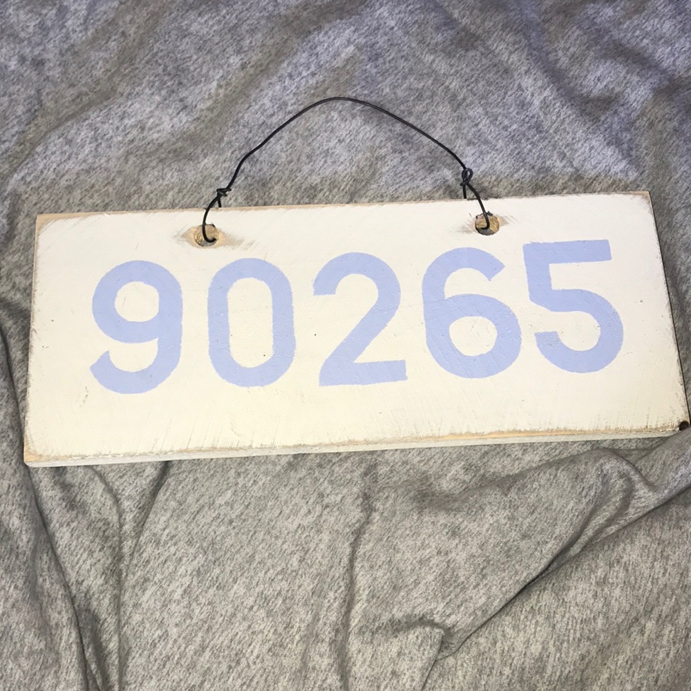 light blue 90265 wooden sign
